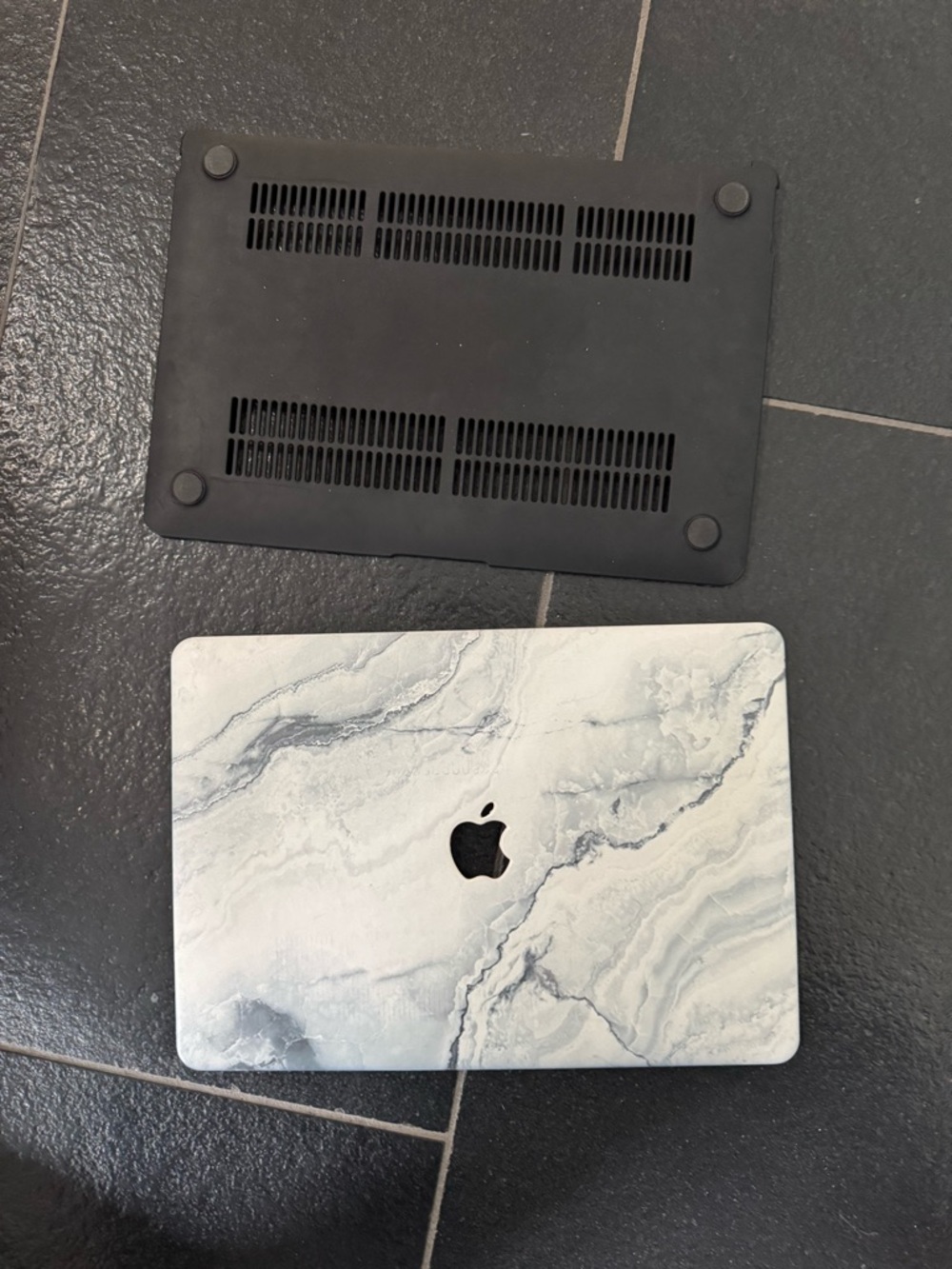 Marble Pattern MacBook Top Cover Skin - White & Gray